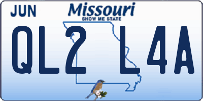 MO license plate QL2L4A