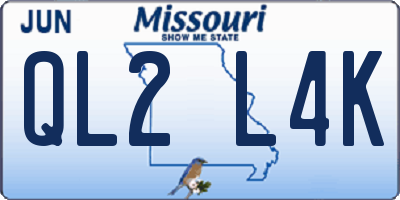 MO license plate QL2L4K