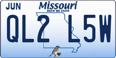 MO license plate QL2L5W