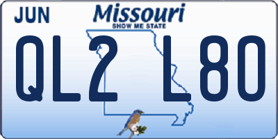 MO license plate QL2L8O