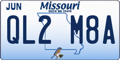 MO license plate QL2M8A