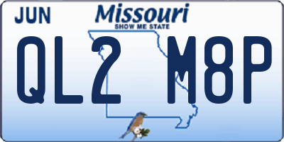 MO license plate QL2M8P