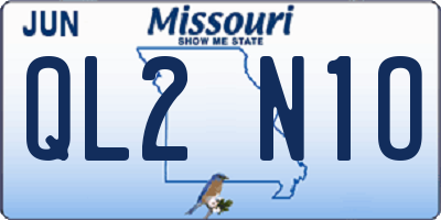 MO license plate QL2N1O