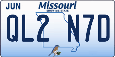 MO license plate QL2N7D