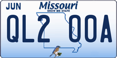 MO license plate QL2O0A
