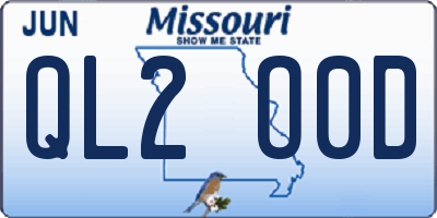 MO license plate QL2O0D