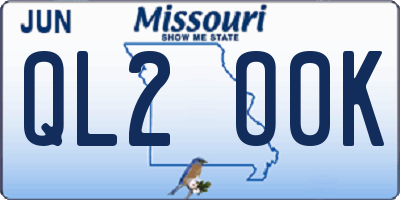 MO license plate QL2O0K