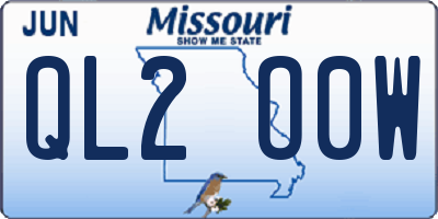 MO license plate QL2O0W