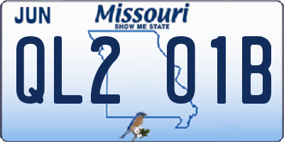MO license plate QL2O1B