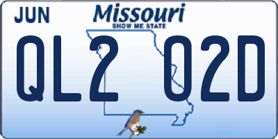 MO license plate QL2O2D