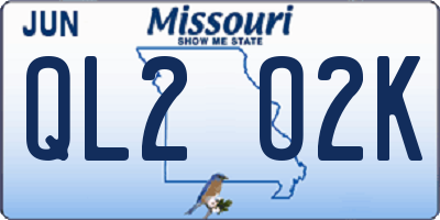 MO license plate QL2O2K