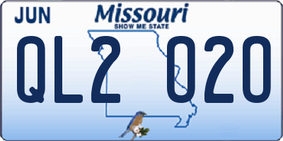 MO license plate QL2O2O