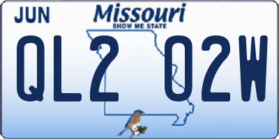 MO license plate QL2O2W