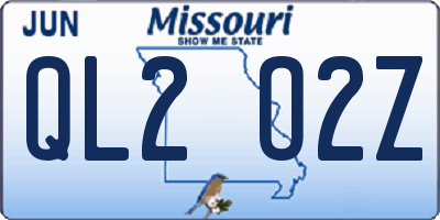 MO license plate QL2O2Z
