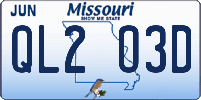 MO license plate QL2O3D