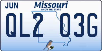 MO license plate QL2O3G