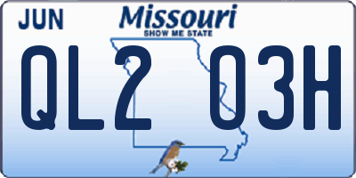 MO license plate QL2O3H