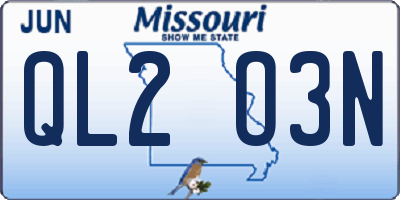 MO license plate QL2O3N