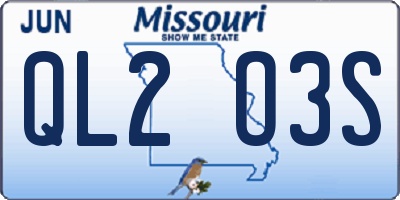 MO license plate QL2O3S