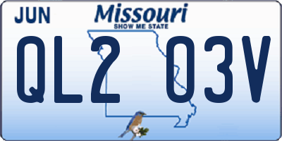 MO license plate QL2O3V