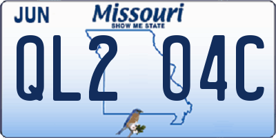 MO license plate QL2O4C