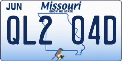 MO license plate QL2O4D