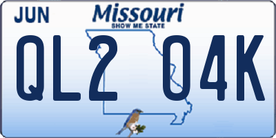 MO license plate QL2O4K