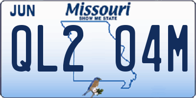 MO license plate QL2O4M