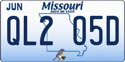 MO license plate QL2O5D