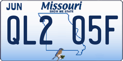 MO license plate QL2O5F