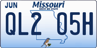 MO license plate QL2O5H