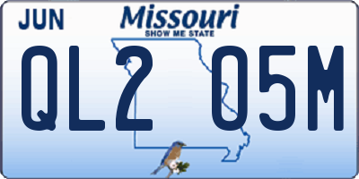 MO license plate QL2O5M