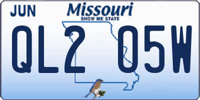 MO license plate QL2O5W