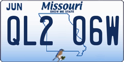 MO license plate QL2O6W