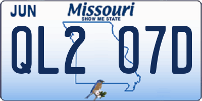 MO license plate QL2O7D