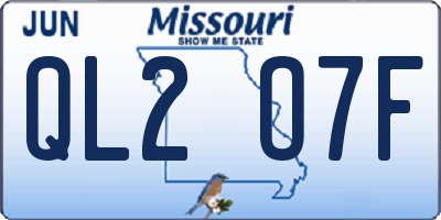 MO license plate QL2O7F