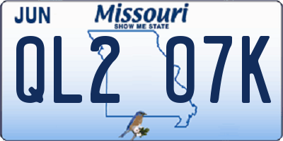 MO license plate QL2O7K