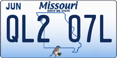MO license plate QL2O7L