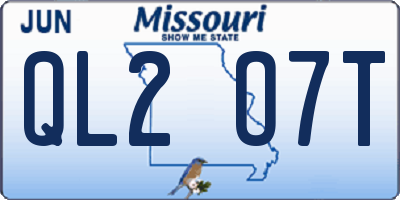 MO license plate QL2O7T