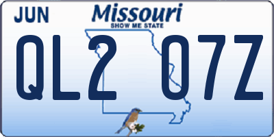 MO license plate QL2O7Z