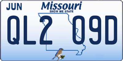 MO license plate QL2O9D