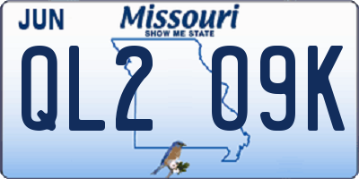 MO license plate QL2O9K
