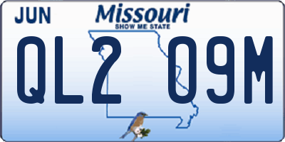 MO license plate QL2O9M