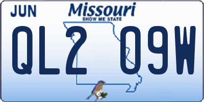 MO license plate QL2O9W