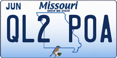 MO license plate QL2P0A