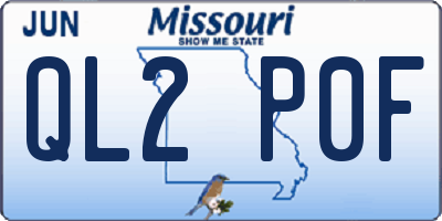 MO license plate QL2P0F