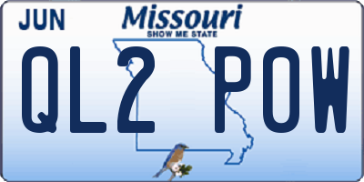 MO license plate QL2P0W