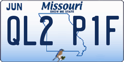 MO license plate QL2P1F