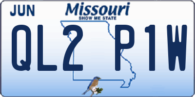 MO license plate QL2P1W