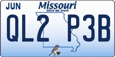 MO license plate QL2P3B